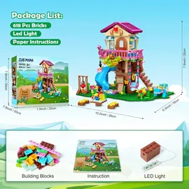 luxuskollektion Baumhaus-Bauspielzeug LED-Licht 618 Stück 3-stöckiges