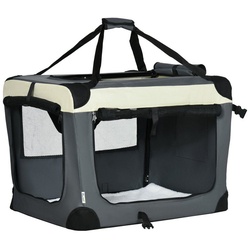 PawHut Tiertransportbox Transporttasche, für kleine Hunde, faltbar, Outdoor Grau+Schwarz bis 10 kg, BxTxH: 70x51x50 cm grau|schwarz 70 cm x 50 cm x 51 cm