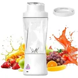 KINSI Akku-Smoothie-Maker Tragbarer Entsafterbecher, Mobiler Standmixer, USB Aufladung, 700ml, 360 W, mit 6-flügeliges 3D-Stereo-Mischmesser, 22.000 U/min weiß