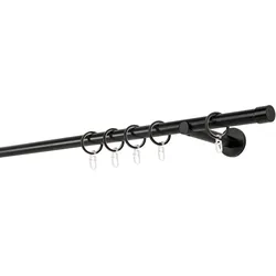 Gardinenstange MYDECO "20mm Cap Wandträger 12 cm", schwarz, L:220cm, Gardinenstangen