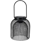 WellHome - Solar-Laterne aus Metallgeflecht mit Griff in der Farbe Schwarz Ø15,5x21cm