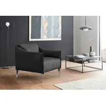 W.Schillig Cocktailsessel "sally Designsessel, Loungesessel", schwarz (schwarz z59), B:84cm H:78cm T:84cm, Longlife Xtra-Leder Z59: Glattleder mit modischer Prägung. Hautstärke 0, 9 - 1, 1 mm., Sessel, Cocktailsessel, mit Metall-Winkelfüßen in Chrom glänzend