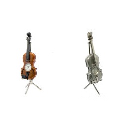 Designer Tischuhr Violine aus Metall