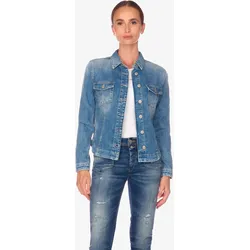 Jeansjacke LE TEMPS DES CERISES "Jeansjacke", Damen, Gr. L, blau, 89% Baumwolle, Kunstfaser, Jacken, mit stylischen Brusttaschen