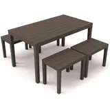 Set Garten Tisch Rechteckig cm.138x78x72h Und 4 Bänke cm.60x48x45h