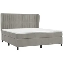 vidaXL Boxspringbett mit Matratze Hellgrau 160x200 cm Samt