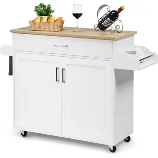 Costway Küchenwagen, Weiß, Holz, 40x85x116 cm, Esszimmer, Servierwagen