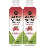 Allgroo Aloe Vera Drink - Erfrischendes Aloe-Vera-Getränk - Geschmacksrichtung: Schwarzer Tee und Himbeere mit Fruchtfleisch - Einwegpfand, Vorteilspack 12 x 500 ml (Packung mit 2)