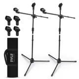 Pyle Audio Pyle Mikrofonständer 2er-Set mit Galgenarm – Mikrofonstativ höhenverstellbar 70–132cm, faltbar, Tragetasche
