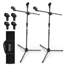 Pyle Audio Pyle Mikrofonständer 2er-Set mit Galgenarm – Mikrofonstativ höhenverstellbar 70–132cm, faltbar, Tragetasche