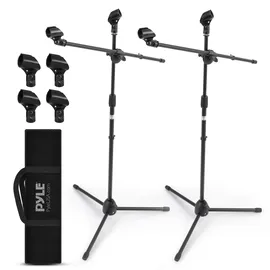 Pyle Audio Pyle Mikrofonständer 2er-Set mit Galgenarm – Mikrofonstativ höhenverstellbar 70–132cm, faltbar, Tragetasche