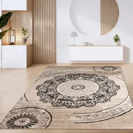 Paco Home Teppich Wohnzimmer Kurzflor Vintage Geometrische Moderne Muster Braun Beige, Grösse:80x150 cm, Braun 8