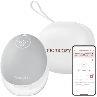 Momcozy Milchpumpe Freihändig Mobile Flow | M9,Diskrete App-Steuerung,Personalisierten Multimodi und 15 Stufen,Unabhängige Aufbewahrung der Muttermilch,Tragbare Milchpumpe M9 24 mm (Grau, 1 Stück)