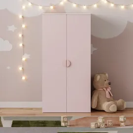 [en.casa] Kinderkleiderschrank Sandnes 123 x 60 x 40 cm Holznachbildung weiß rosa
