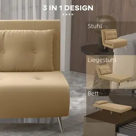 Homcom Schlafsessel mit Bettfunktion, Einzelsofa mit Kissen Samtoptik