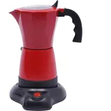 MIIWWOWO 300ML Espressokocher Elektrisch Espressomaschine Klein mit Elektrische Heizplatte, Italienische Kaffeemaschine Klein 6 Tassen Espressokocher Induktion 360° Rotatable (Rot)