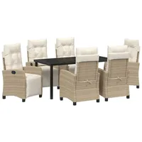VidaXL 7-teiliges Garten-Esszimmer-Set Beige Poly Rattan