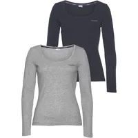 KangaROOS Langarmshirt in marine, grau-meliert, | Gr. 40/42,