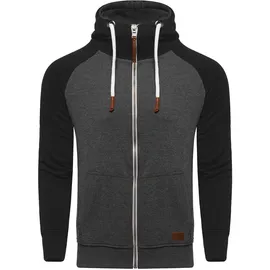 behype Sweatjacke "HENRAY", Herren, Gr. S, grau (dunkelgrau), 70% Baumwolle, 30% Polyester, mehrfarbig, normal, ohne Ausschnitt, Sweatjacken Sweatjacke, mit erhöhtem Kragen
