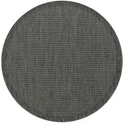 Carpetsale24 In- & Outdoor-Teppich Wetterfest Einfarbig Flachgewebe Küchenteppich Balkon Garten, Terrassen Teppich Schwarz 200 cm Rund