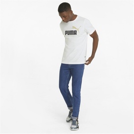 Puma Ess+ Metallic 2 Col Logo T-Shirt Herren PUMA white/putty S