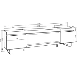 SKRAUT HOME TV-Schrank Lowboard 208x35x57 cm Eiche Holz