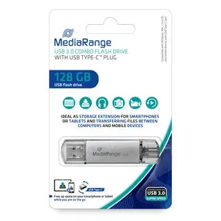 MediaRange USB Stick 128GB silber