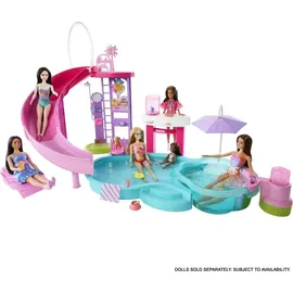Mattel Puppenzubehör Traumpool Spielset mit Rutsche und schäumendem Whirlpool Beige