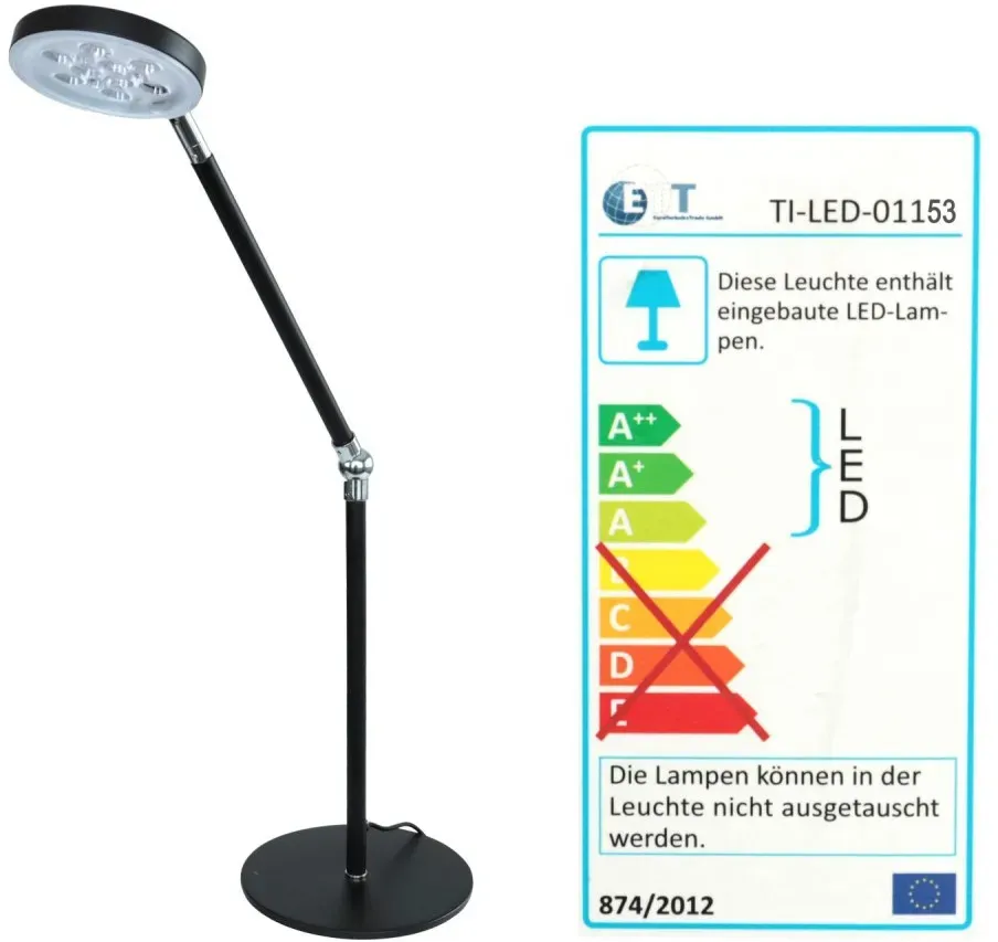 LED- Schreibtischlampe mit rundem Lampenkopf Schwarz/Chrom