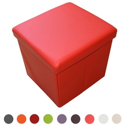 Natsen Sitzhocker mit Stauraum faltbare Sitzwürfel (Sitztruhe aus Kunstleder, 38 x 38 x 38 cm Red), gepolstert Sitzbank Fußhocker für Wohnzimmer Schlafzimmer rot