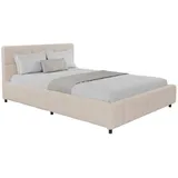 Juskys Polsterbett Florenz mit Matratze - Bubble Design, gepolstertes Kopfteil, Bouclé, - 140 x 200 cm - Beige