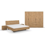 RAUCH Schlafzimmer-Set "Challenger" Schlafzimmermöbel-Sets Gr. Bett 180 x 200 cm-Schrank 5-trg. Höhe 197 cm + ohne Matratze, B/H: 180 cm x 200 cm, braun (eiche artisan) Komplett Schlafzimmer