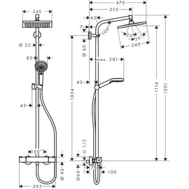 Hansgrohe Crometta E Showerpipe 240 1jet EcoSmart chrom 27281000