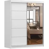 Möblo Schiebetürenschrank, Weiß, Holzwerkstoff, Rechteckig, 160x195x61 cm, Schlafzimmer, Kleiderschränke, Schwebetürenschränke