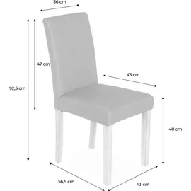sweeek - 4er Set Stühle mit Stoffbezug und gekälkten Holzbeinen
