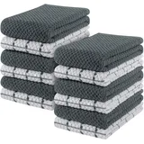 Utopia Towels - 12er Pack Geschirrtücher Küchentücher, 38 x 64 cm Baumwolle Geschirrtüch – Maschinenwaschbar (Grau und Weiß)