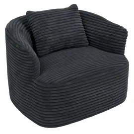 Mendler Sessel HWC-P18 Cord 370 g/m2 70 x 80 x 80 cm Dunkelgrau mit Kissen