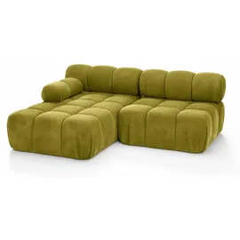 kaiser möbel Ecksofa L-Form Mini II modular, Veloursstoff Salvador, Olive, Links, Selia - Olive
