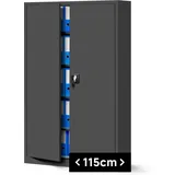 Jan Nowak Büroschrank C001II Aktenschrank XXL Metallschrank Flügeltüren Stahlblech Pulverbeschichtung 185 cm x 115 cm x 40 cm (anthrazit/anthrazit)