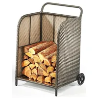 Kobolo Kaminholzwagen Polyrattan grau 79 cm