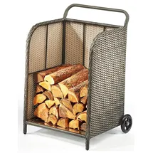 Kobolo Kaminholzwagen Polyrattan grau 79 cm