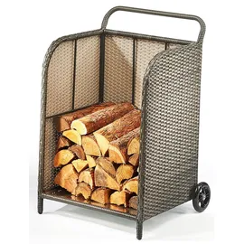 Kobolo Kaminholzwagen Polyrattan grau 79 cm