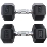 SPORTINATOR Hexagon Hanteln – 2er-Set & Einzelhanteln von 5–30 kg – Gusseisen mit Gummi-Beschichtung, rutschfester Griff, bodenschonend, ideal für Krafttraining & Fitness (7,5 kg (2er-Set))