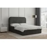 MOEBLO Boxspringbett Bett 07 (Bonell, Topper, Doppelbett mit Bettkasten Boxspringbett, aus Boucle, Polsterbett Kontinentalbett, dekorativem Kopfteil Bonell-Frendung, Toppe... - Schwarz