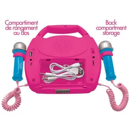 Lexibook Lexibook, Disney Prinzessin, Tragbarer Karaoke-Digitalplayer für Kinder, Mikrofone, Lichteffekte, Bluetooth®, Aufnahme- und Stimmwechselfunktion, Pink, MP320DPZ