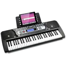 RockJam RJ654 Keyboard Piano mit 54 Tasten für Anfänger, kompaktes elektronisches Keyboard mit Notenaufklebern, LCD-Display, 350 Klängen und Rhythmen