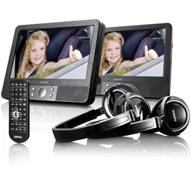 Lenco MES-415 - 9 Zoll) Tragbarer DVD-Player mit Doppel-Bildschirm - USB/SD - Schwarz