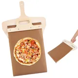 NVIYAM Sliding Pizza Peel, Pizzaschieber, Sliding Pizza Peel mit Griff - 50cm * 30cm, pizza slider der Pizza Perfekt überträgt, Antihaft Pizzaschaufel, Multifunktion Verschiebbarer Pizzaschieber