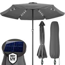 LED Solar Sonnenschirm Athen Anthrazit Ø330cm UV-Schutz 80+