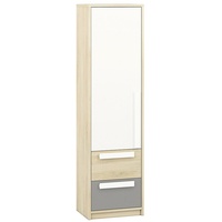 Lomadox Kleiderschrank DARDA-131 Fjord Buche Nb. mit Fronten in weiß und platingrau 55/199/40 cm beige